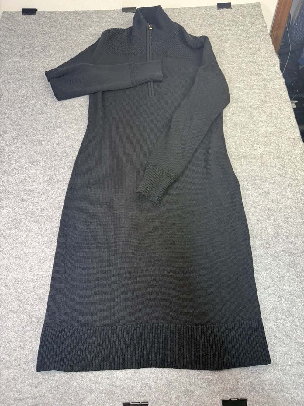 Lauren Ralph Lauren Quarter Zip Sweater Dress Size S Black Cotton